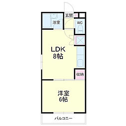 グレイス第二マンション 1LDKの間取図画像
