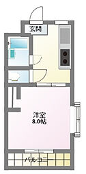 サンリバーM 1DKの間取図画像