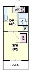 ハイツ中島 1DKの間取図画像