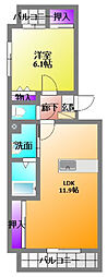 ラ・グランドメゾン1 1LDKの間取図画像