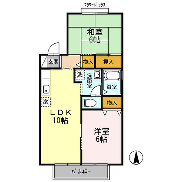 カトルセゾン　B棟 201｜静岡県浜松市中央区中田町(賃貸アパート2LDK・2階・50.30㎡)の写真 その2