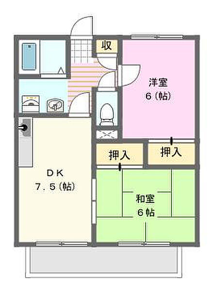 エクレールB 102｜静岡県浜松市中央区市野町(賃貸アパート2DK・1階・47.50㎡)の写真 その2