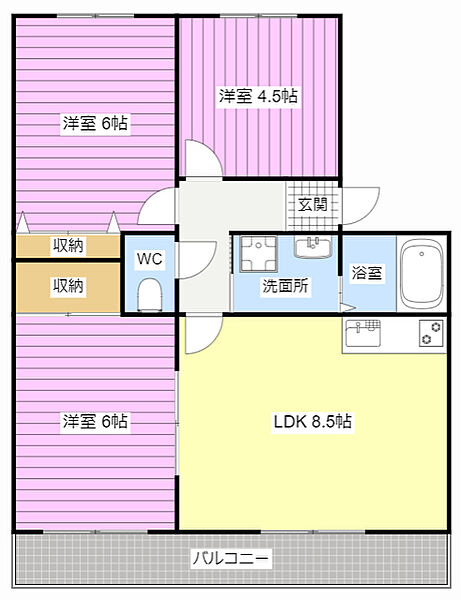 サンライズ弥栄III 102｜静岡県浜松市中央区十軒町(賃貸マンション3LDK・1階・67.68㎡)の写真 その2