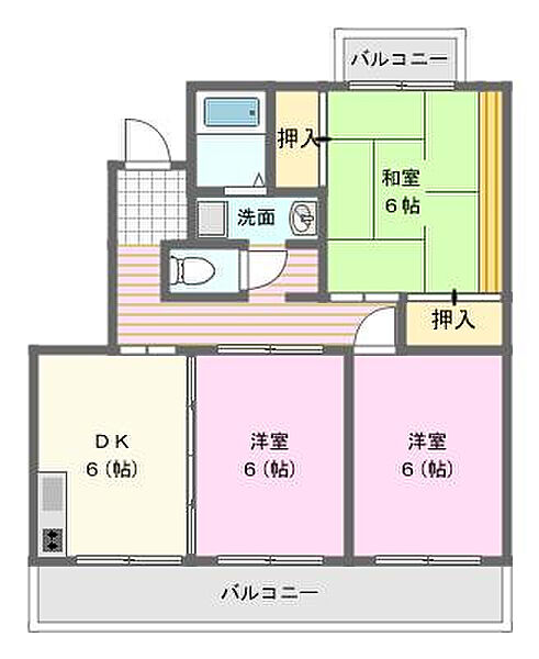 クリサンテA 201｜静岡県浜松市中央区初生町(賃貸マンション3DK・2階・61.24㎡)の写真 その2