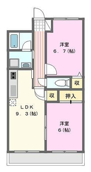 ピース1 306｜静岡県浜松市中央区市野町(賃貸マンション2LDK・3階・53.20㎡)の写真 その2