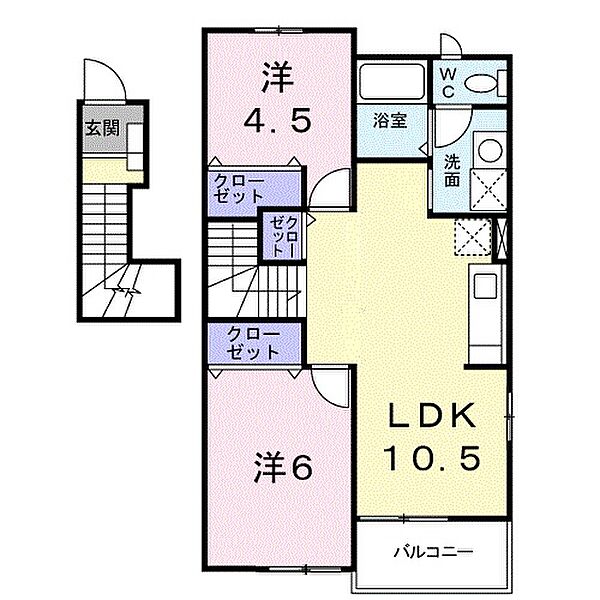 ウィステリアB 201｜静岡県浜松市中央区中央２丁目(賃貸アパート2LDK・2階・51.67㎡)の写真 その2