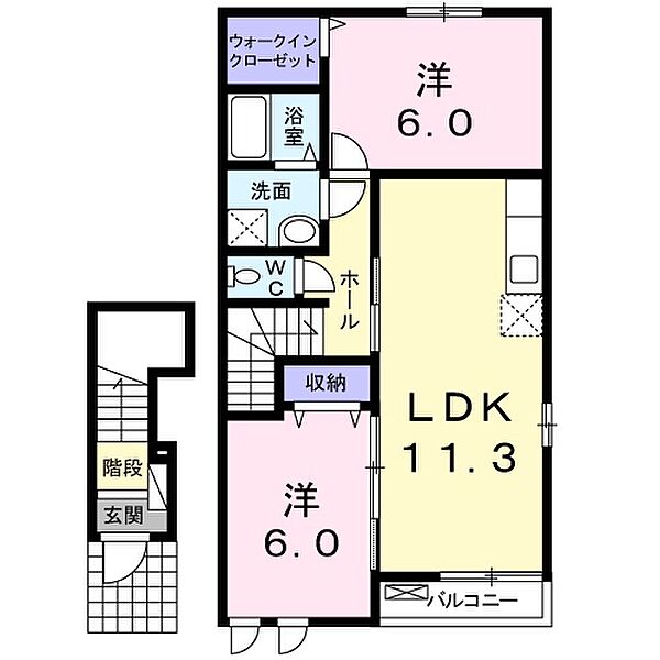 ペンネブラン 202｜静岡県浜松市中央区白羽町(賃貸アパート2LDK・2階・57.21㎡)の写真 その2