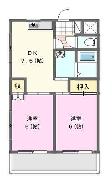 上島やよいマンション 303｜静岡県浜松市中央区上島１丁目(賃貸マンション2DK・3階・48.80㎡)の写真 その2