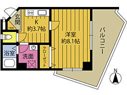 B-stage 1Kの間取図画像