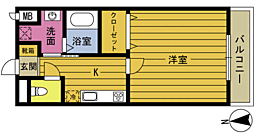 サンテラス別府さつき通り 1Kの間取図画像