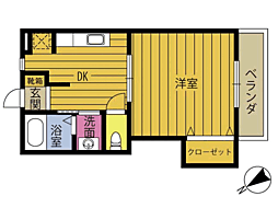 AowAD 1DKの間取図画像