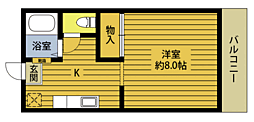 ドミトリーくにさきB 1Kの間取図画像