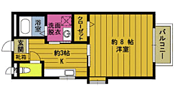 エクレール9 1Kの間取図画像