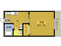 アーバン片野C ワンルームの間取図画像