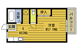 ドミトリームサシA 1Kの間取図画像