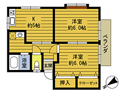 ウエストハイツ 2Kの間取図画像