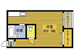 クラリア上野 ワンルームの間取図画像