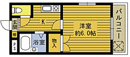 フローレンス上野 1Kの間取図画像