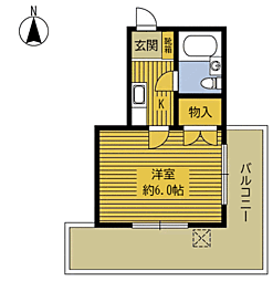 関ビル 1Kの間取図画像