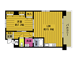 サザン・アヴェニュー金池 1LDKの間取図画像