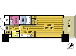 RJRプレシア大分駅前 1Kの間取図画像