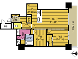 リビオタワー大分 2LDKの間取図画像