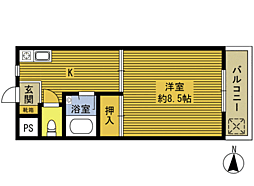 大在コーポ 1Kの間取図画像