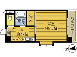 ヴィラ・アンソレイエ城原Ａ 4階1Kの間取り