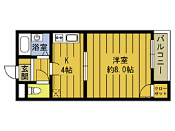 ブライトンスポット 1Kの間取図画像