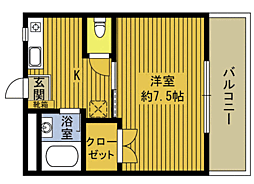 サニーパレス横田 1Kの間取図画像