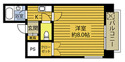 ルネ大在 ワンルームの間取図画像