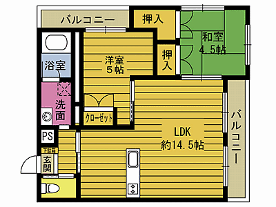 Ｐｒｏｓｐｅｒｉｔａ　Ｔａｋａｍａｔｓｕｈｉｇａｓｈｉ 306｜大分県大分市高松東１丁目(賃貸マンション2LDK・3階・55.08㎡)の写真 その2