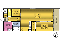 サトウン高城西町 1LDKの間取図画像