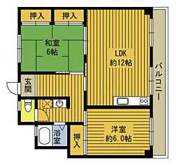 佐伯ビル 2LDKの間取図画像