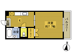 グランデ2 1Kの間取図画像