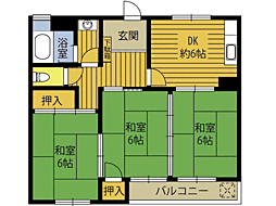 第5コーポ足立 3DKの間取図画像