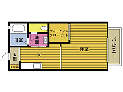 グランシード池田 1Kの間取図画像
