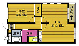 ローズガーデン 202｜大分県大分市西大道２丁目(賃貸マンション1LDK・2階・46.17㎡)の写真 その2