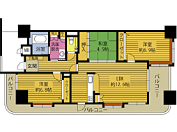 パークサイドにし新町 3LDKの間取図画像