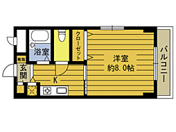 グレース松本 1Kの間取図画像
