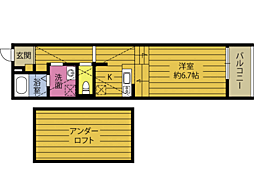 REGINA勢家 1Kの間取図画像