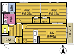 ノワール・エムズ 2LDKの間取図画像