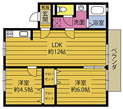 アルカンシエル 2LDKの間取図画像