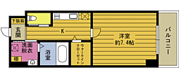 CREACOURTNAKASHIMA 1Kの間取図画像