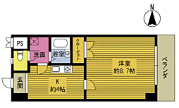 カーサビアンカ 1Kの間取図画像