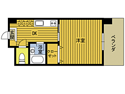グランソレイユ 1Kの間取図画像
