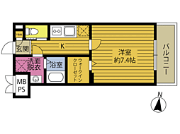 ヴァローレ天満 1Kの間取図画像