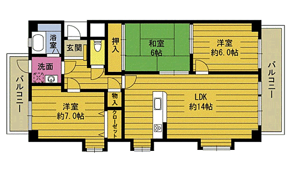 シバタハイム 304｜大分県大分市大字葛木(賃貸マンション3LDK・3階・76.86㎡)の写真 その2