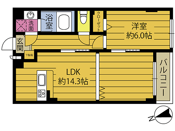 ロイヤルシティ下郡608号 608｜大分県大分市下郡北３丁目(賃貸マンション2LDK・6階・43.12㎡)の写真 その2