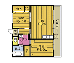ラインハイム菊池 2LDKの間取図画像